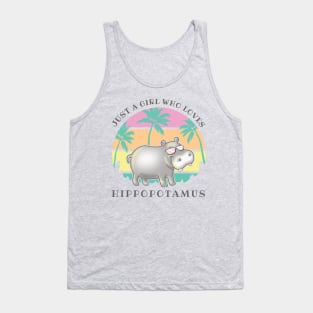 Girl loves hippos classic summer vibes Hippopotamus Tank Top